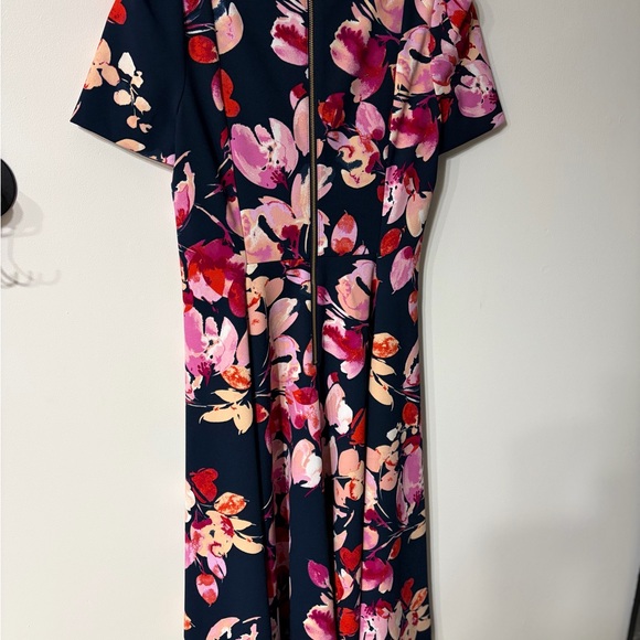 Calvin Klein Pink and Red Floral Midi Dress - Picture 3 of 3